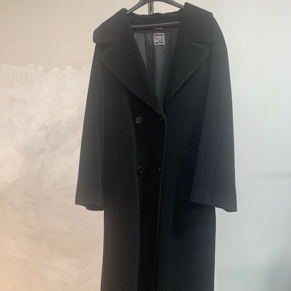 PLUS SIZE CINZIA ROCCA LONG BLACK WOOL COAT